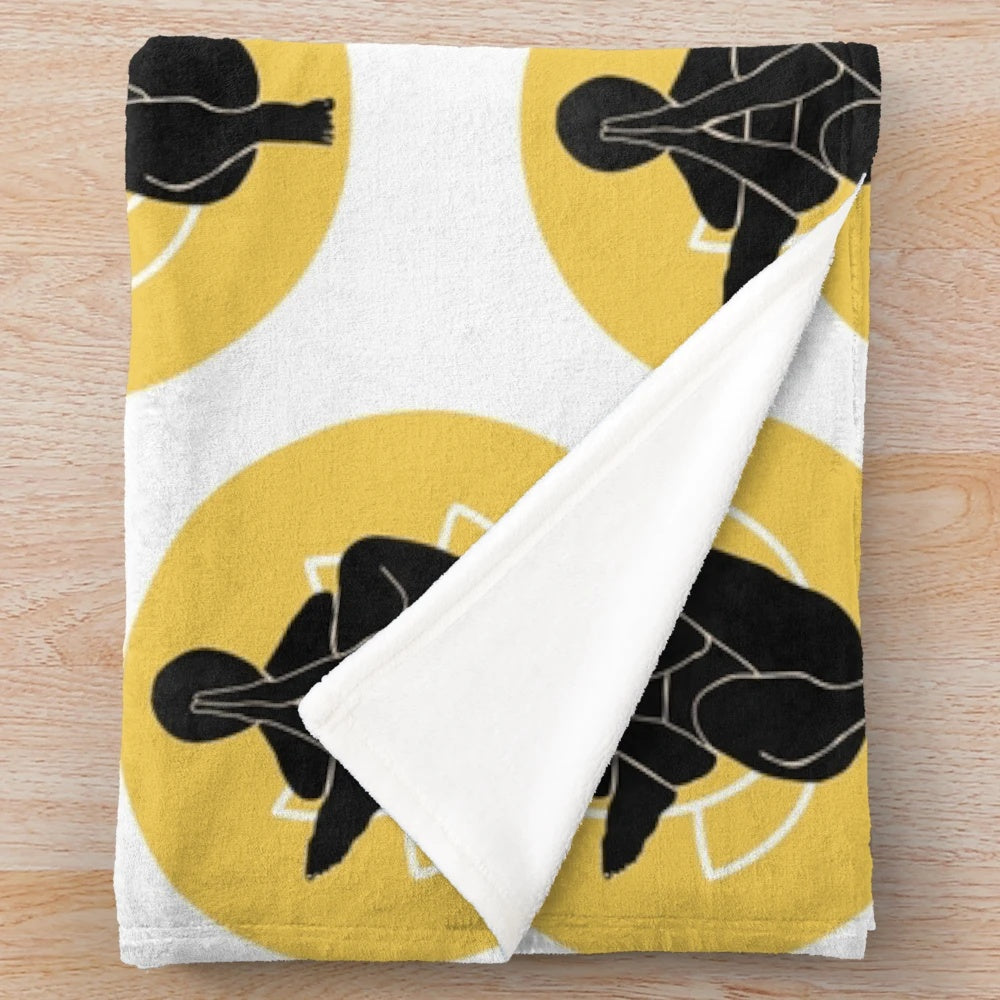 Plush yoga blanket with yoga pose design
