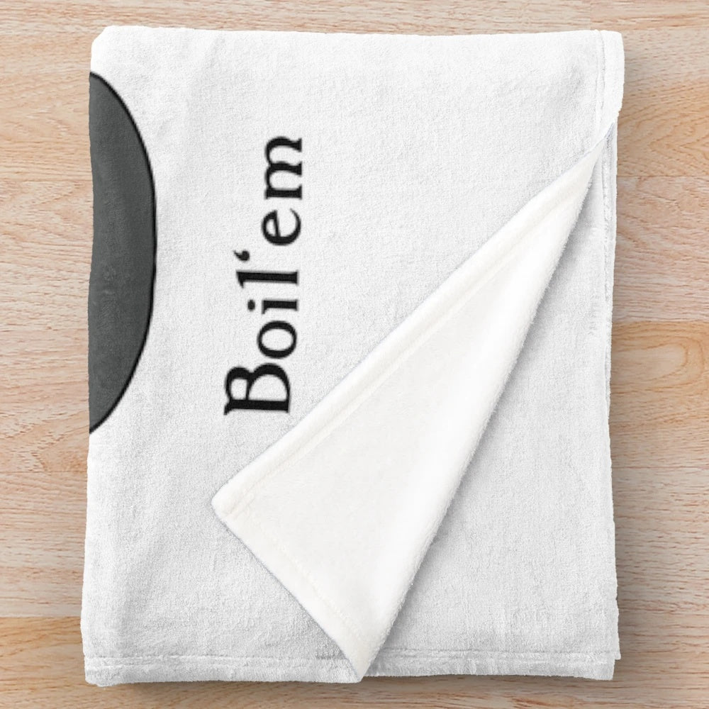 Cozy "PO-TA-TOES" themed plush blanket featuring a typography design inspired by the Lord of the Rings film series