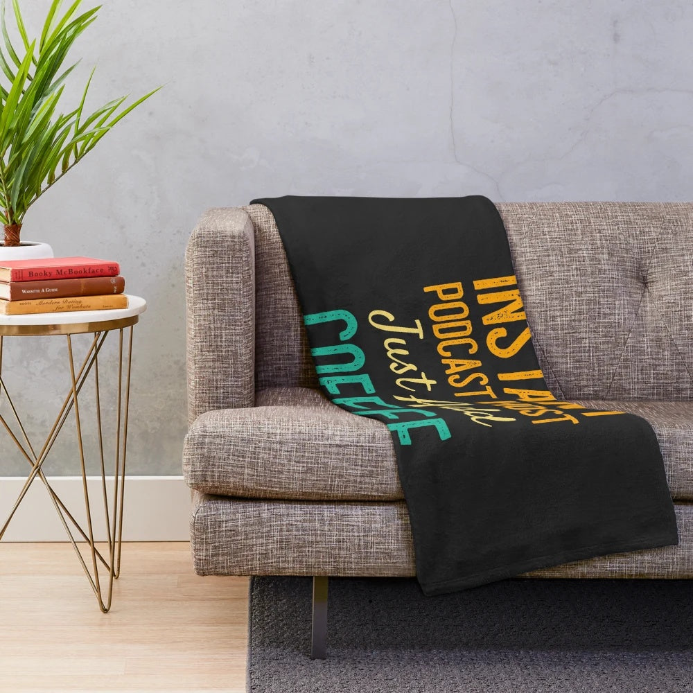 Cozy plush blanket with podcast and true crime design for podcast enthusiasts