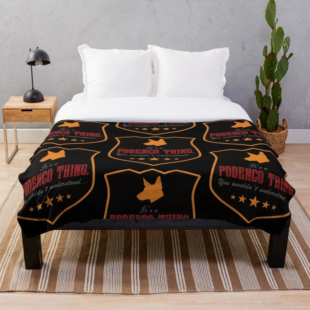 Soft and plush blanket with an image of a Podenco dog