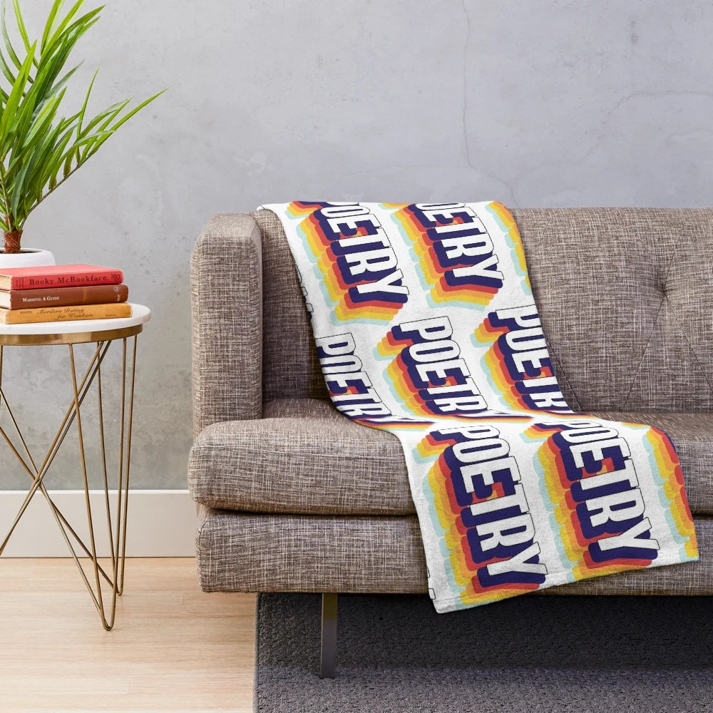 Colorful poetry-themed plush blanket