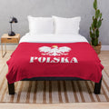 Poland plush blanket with Polish flag and eagle design