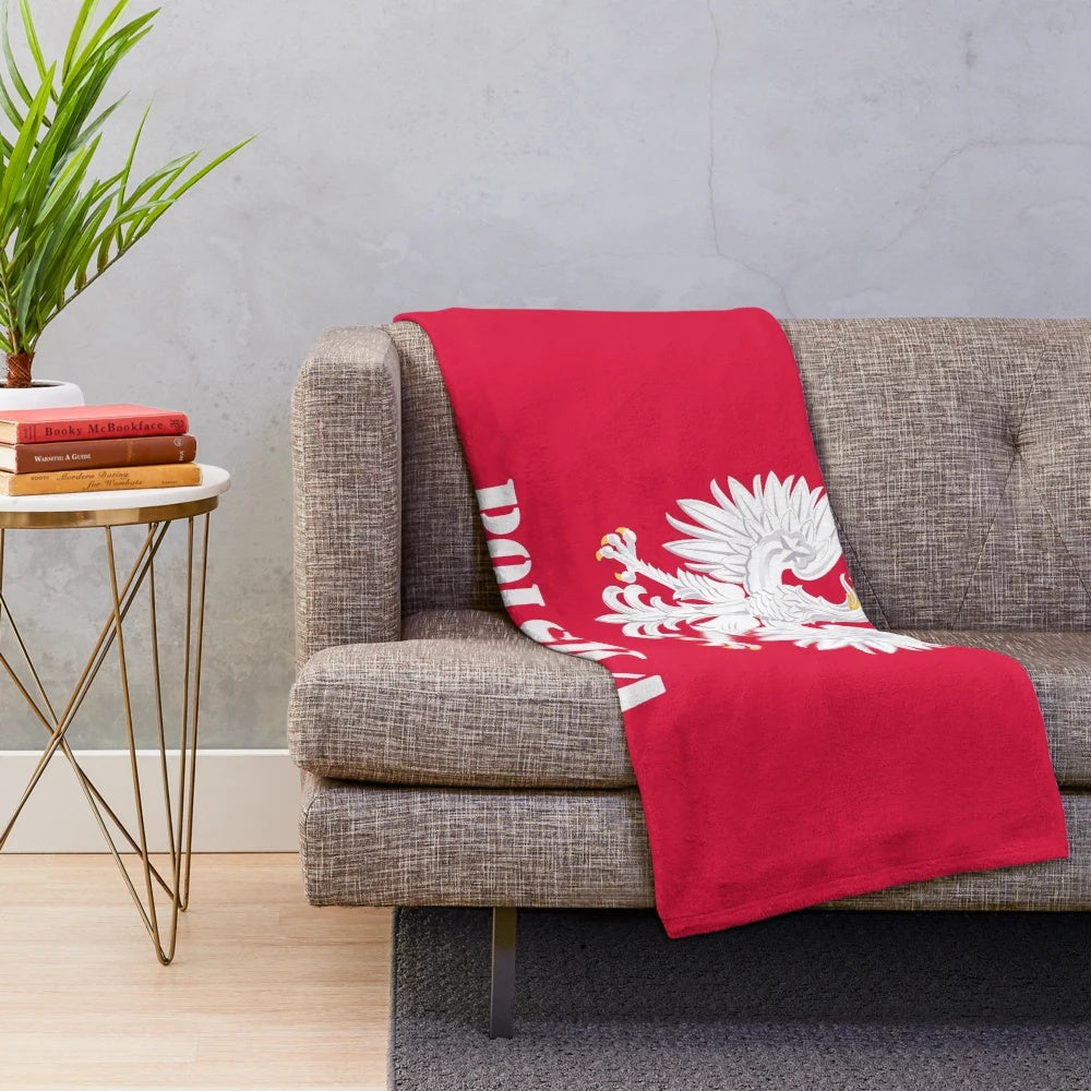 Poland plush blanket with Polish flag and eagle design