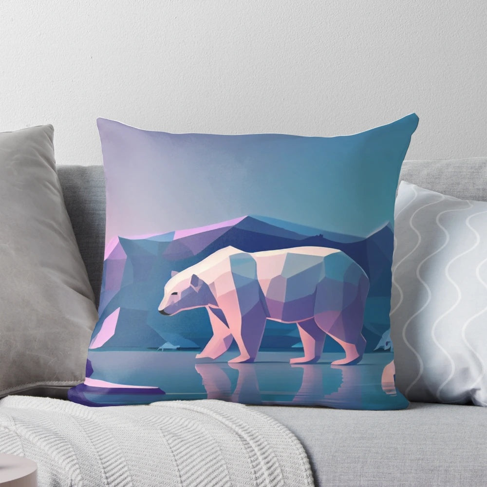 Soft, plush polar bear outline-shaped pillow for home decor, featuring a cute and playful design.