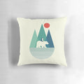 Soft, plush pillow pod in the shape of a polar bear with geometric patterns