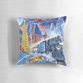 Polar Express-themed Christmas pillow with a train design for holiday home decoration