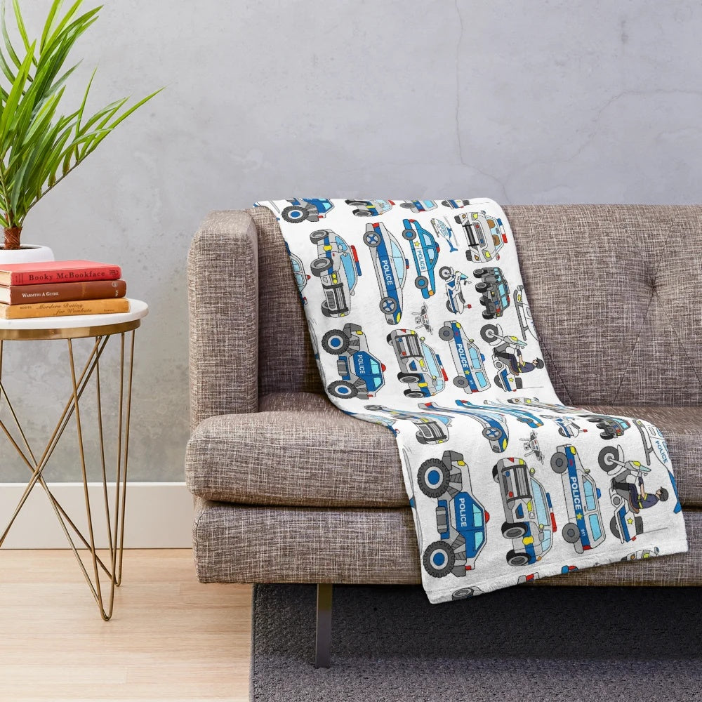 Police car plush blanket with emergency vehicle design