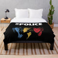 Police-themed plush blanket with a vintage film style