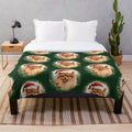 Red Christmas Pomeranian Dog Plush Blanket