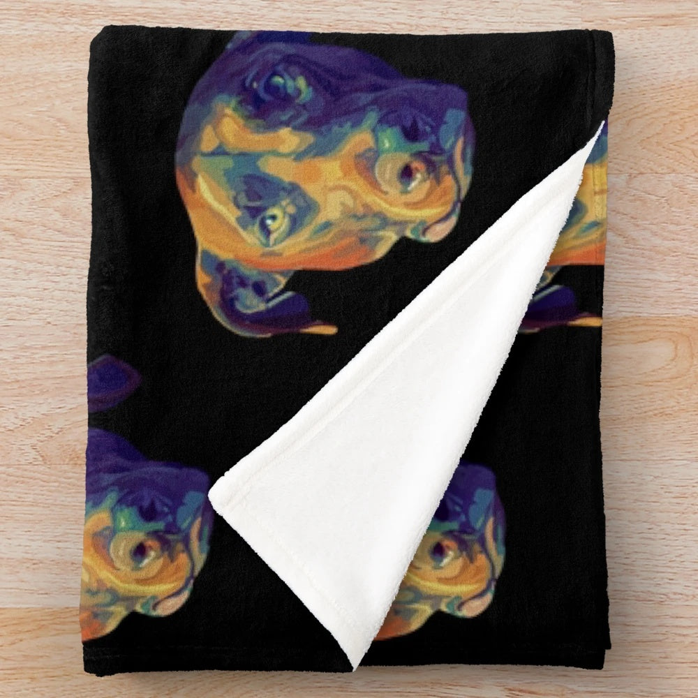 Colorful poncho-style plush blanket for dogs and pets