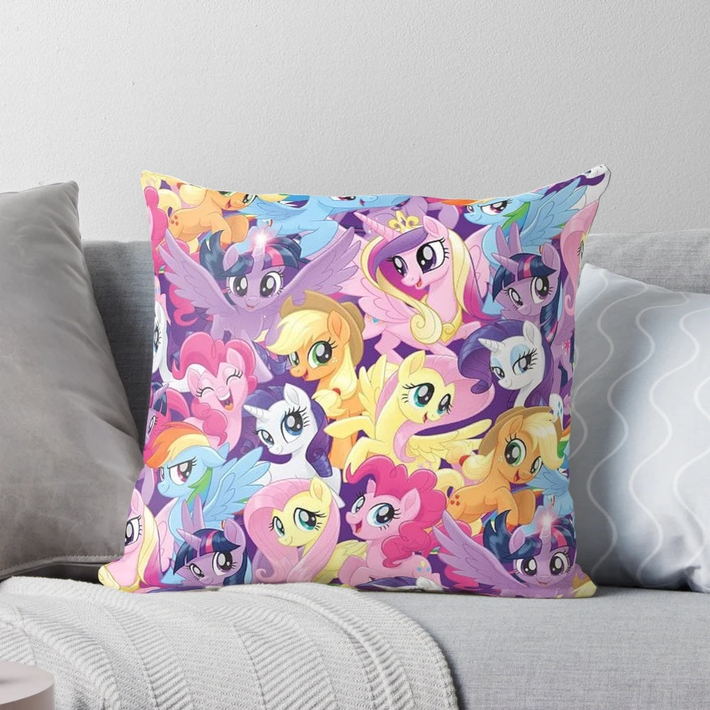 Plush pony pillow featuring colorful My Little Pony characters