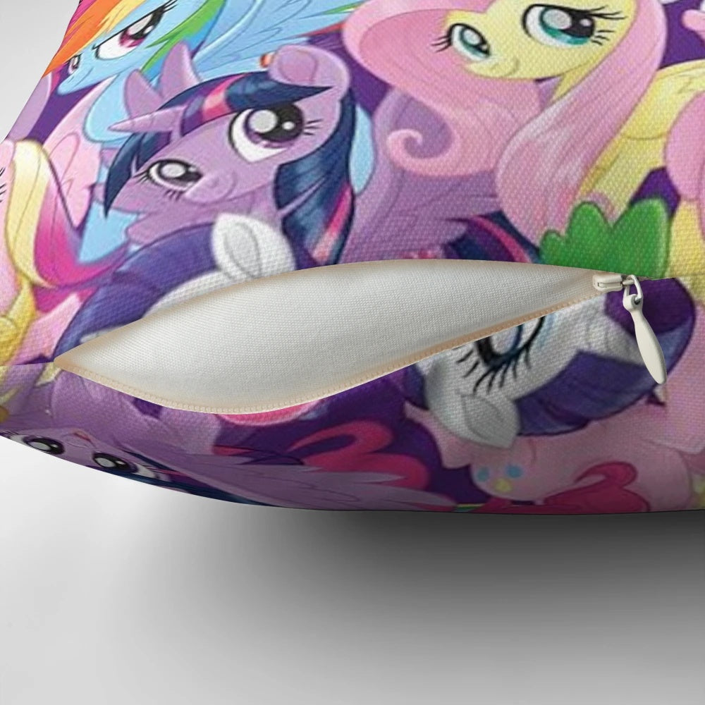 Plush pony pillow featuring colorful My Little Pony characters