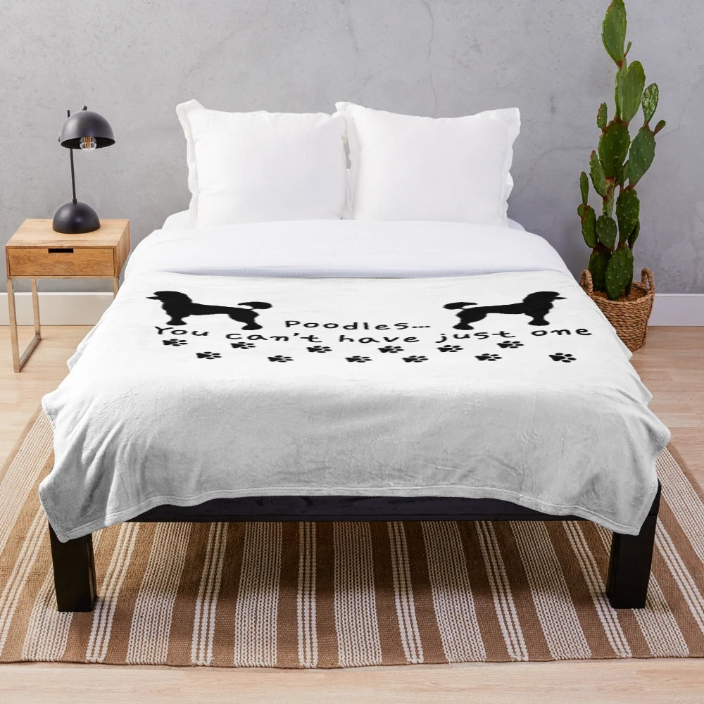 Soft, plush poodle-themed blanket for dog lovers