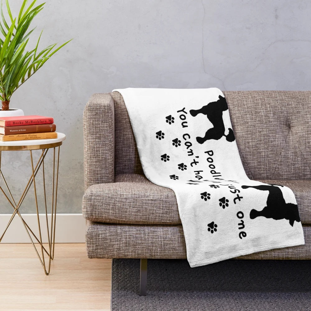 Soft, plush poodle-themed blanket for dog lovers