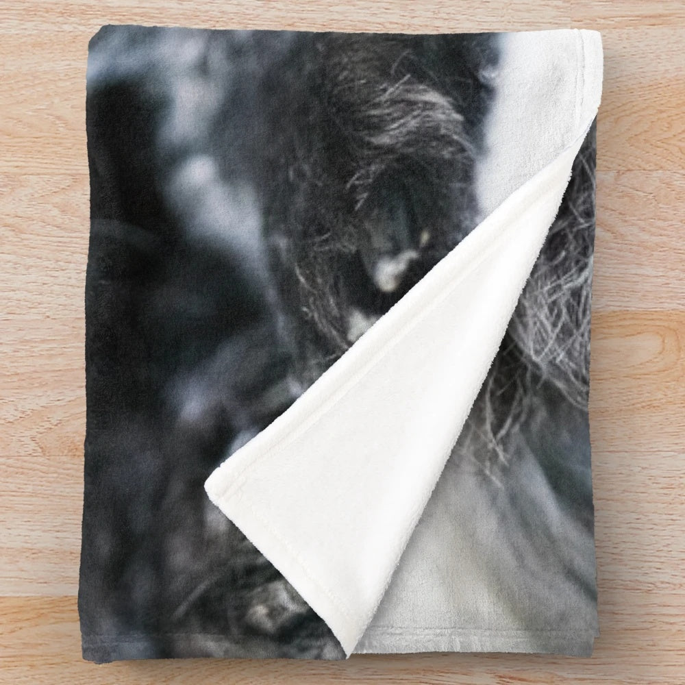 Poodle plush blanket with black and grey poodle design