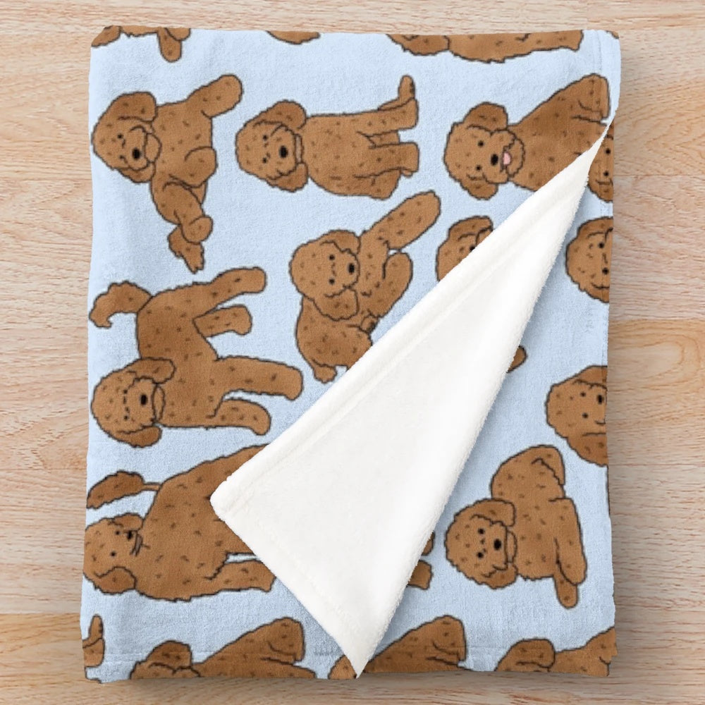 Soft and cuddly plush blanket featuring a playful toy poodle pattern