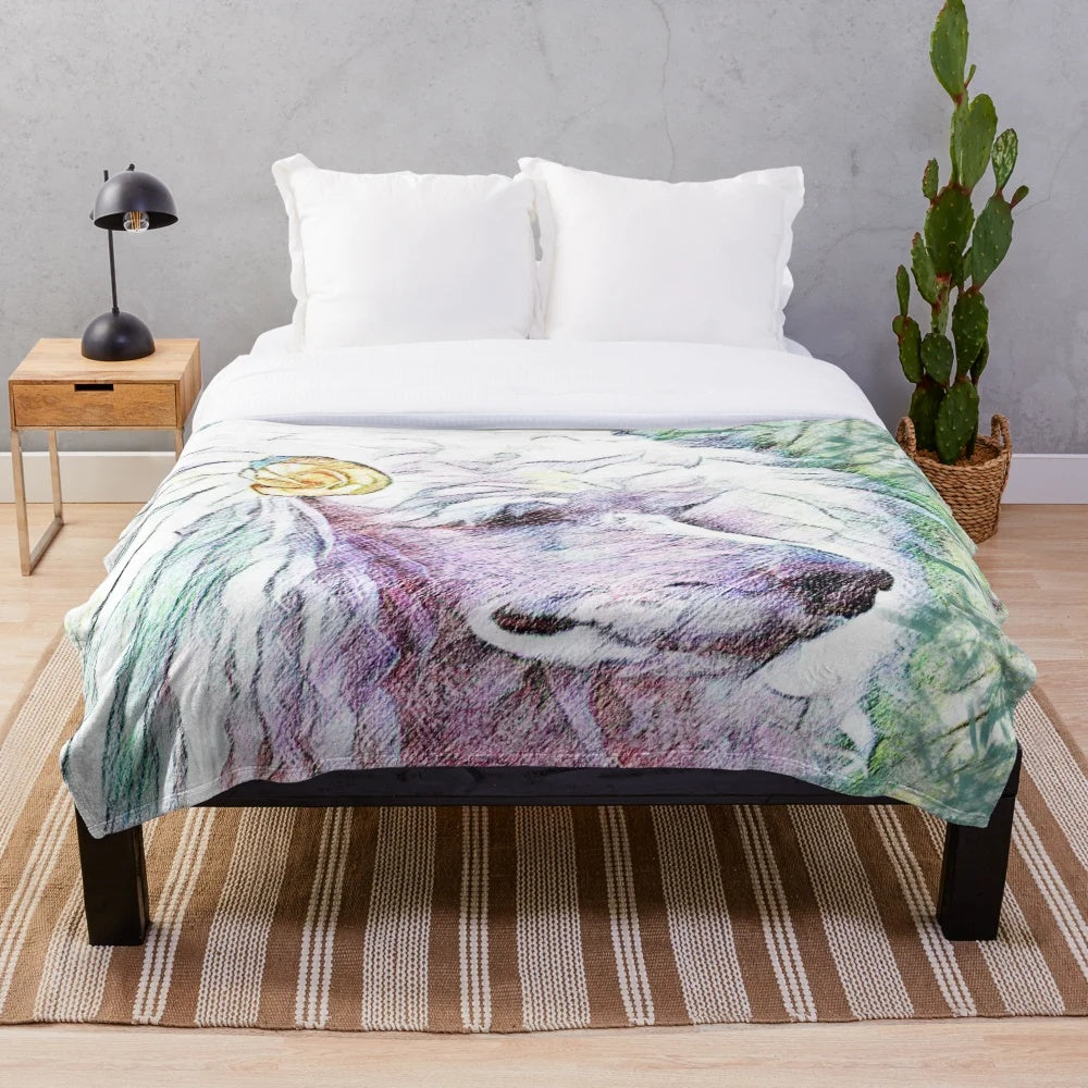Poodle with Gardenia Plush Blanket