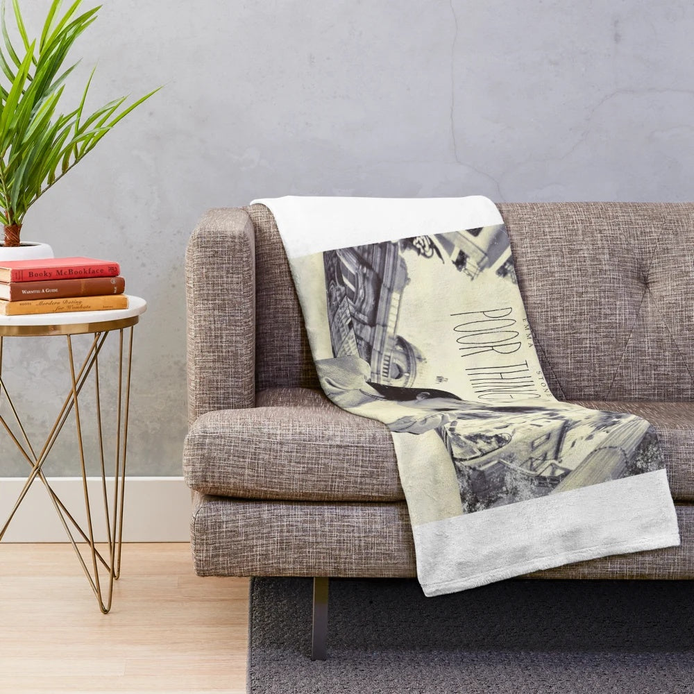 Plush blanket with Poor Things movie poster design