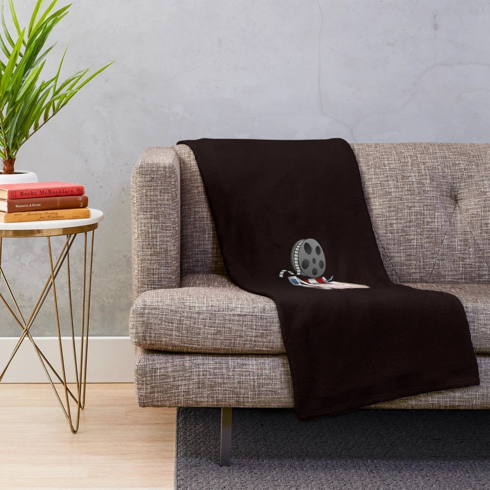 Plush movie-themed blanket with popcorn design