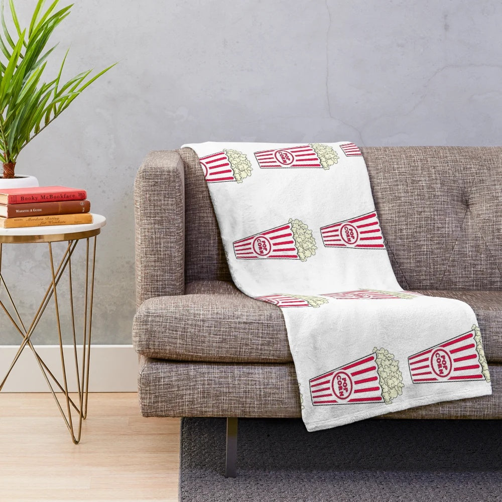 Plush popcorn-themed blanket for cozy movie nights