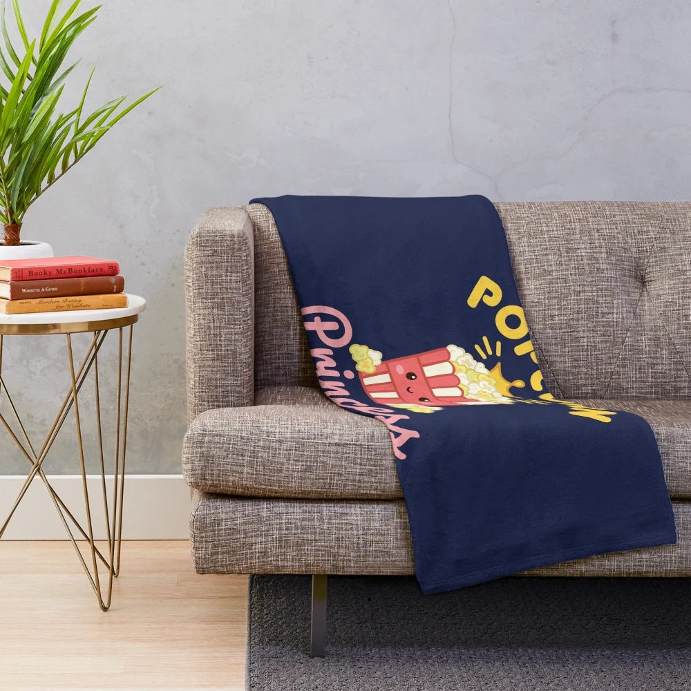 Plush popcorn themed blanket perfect for movie night