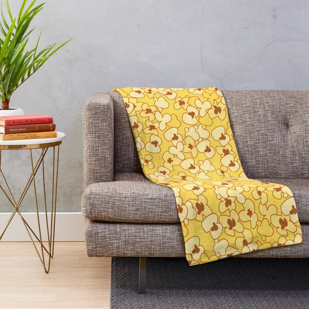 Popcorn-themed plush blanket perfect for movie lovers