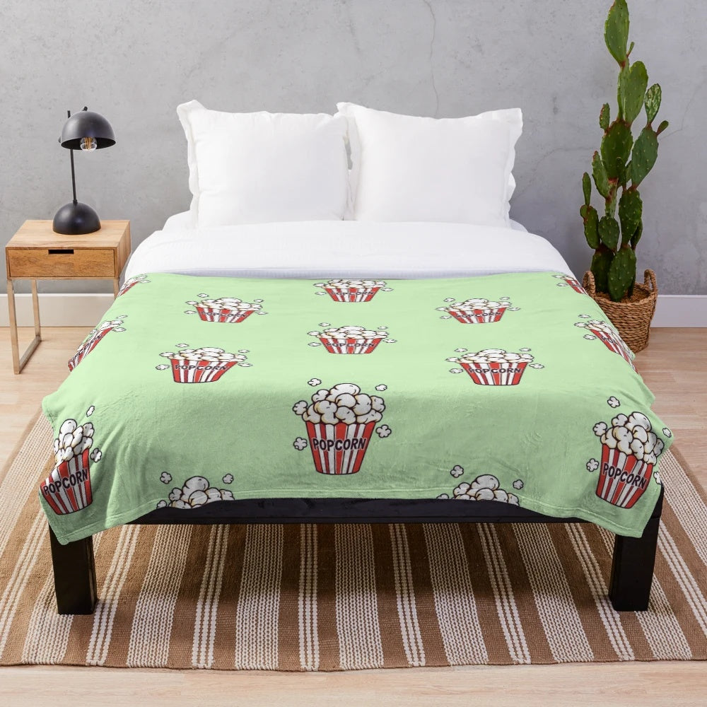 Delicious popcorn print plush blanket