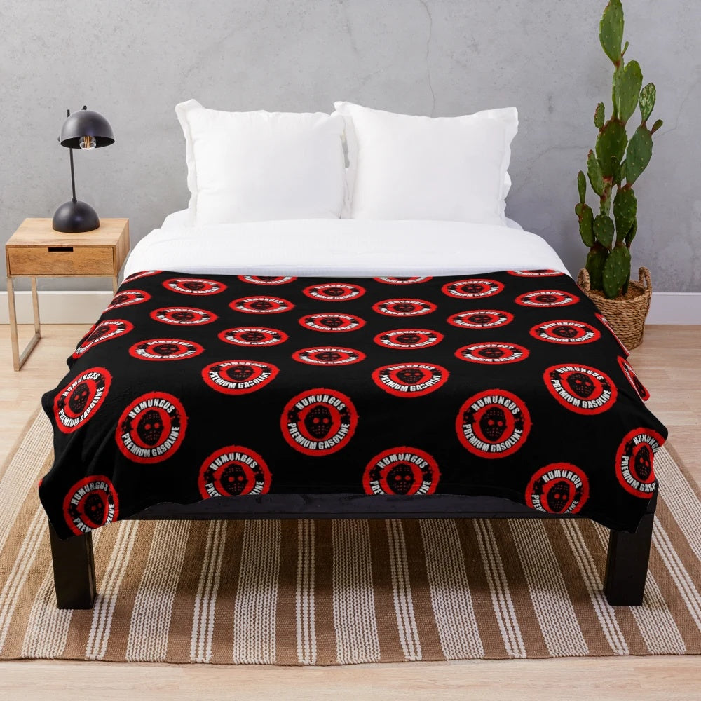 Plush blanket in a post-apocalyptic, dystopian style