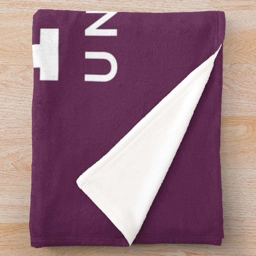 Post University plush blanket featuring college logo
