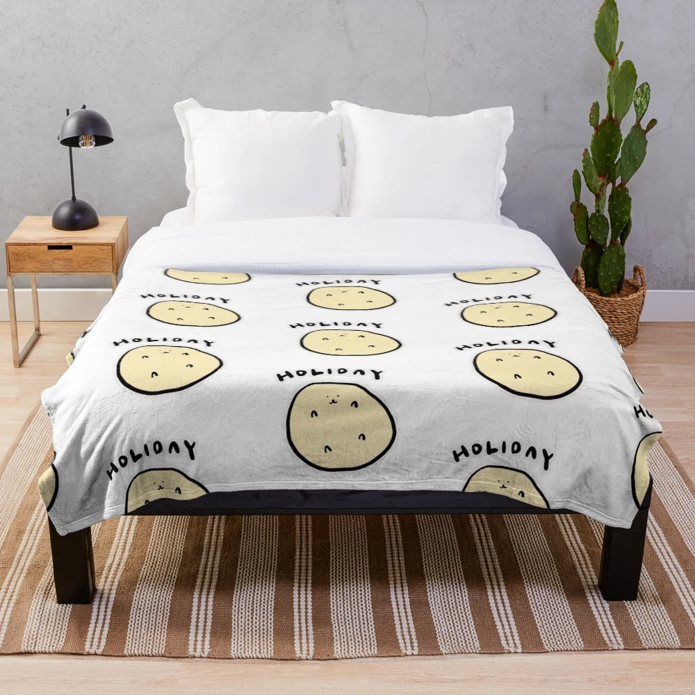 Soft and snuggly potato ball character design plush blanket
