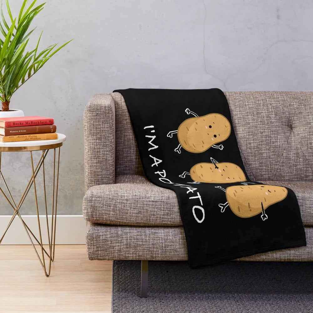 Soft and Cuddly Potato Plush Blanket with Cute Potato Meme Design