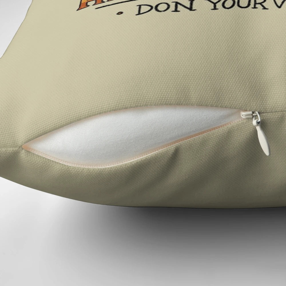 Decorative throw pillow featuring a pumpkin design inspired by the Cartoon Network series "Over the Garden Wall"