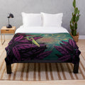 Praying mantis plush blanket with nature-inspired mandala design