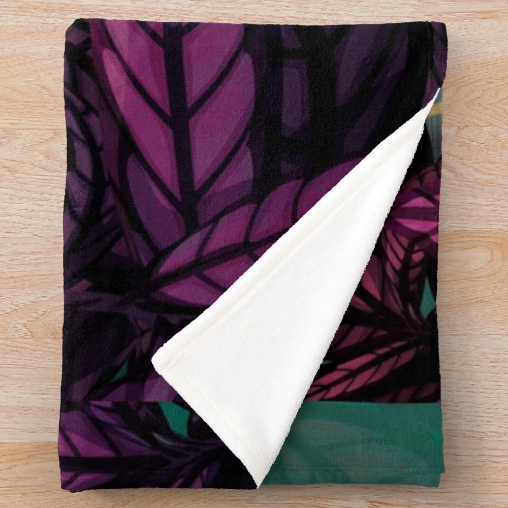 Praying mantis plush blanket with nature-inspired mandala design