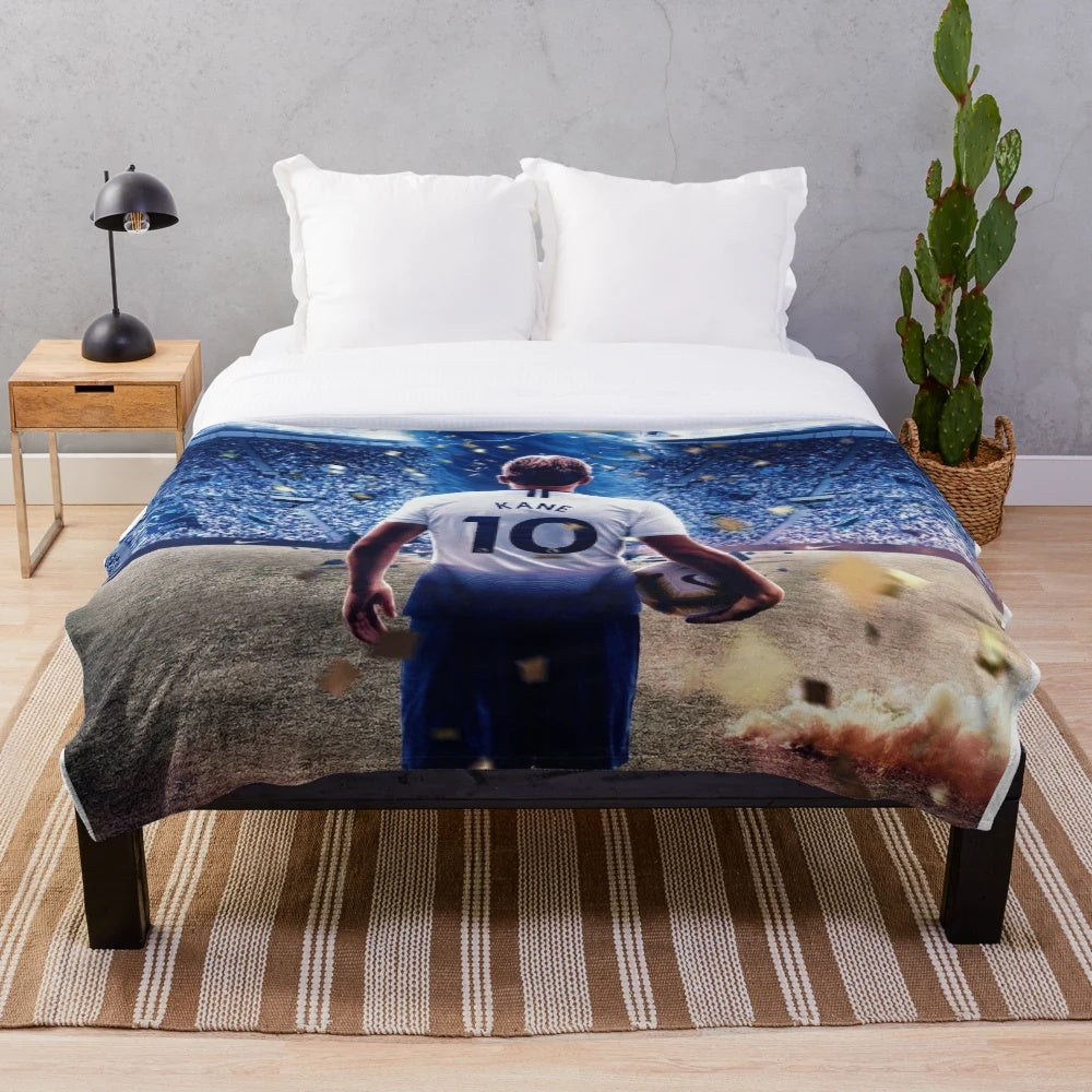 Premier League plush blanket with image of Harry Kane, Tottenham Hotspur player