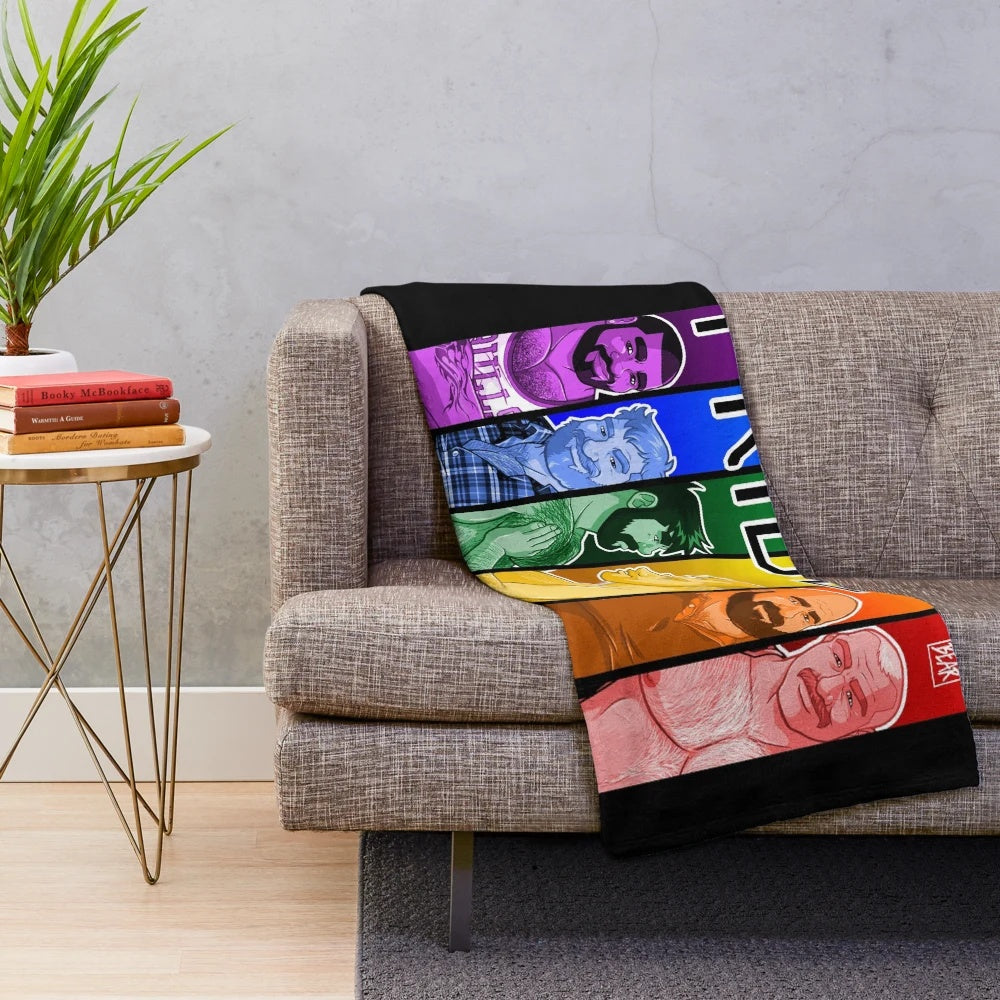Plush blanket featuring colorful gay pride design