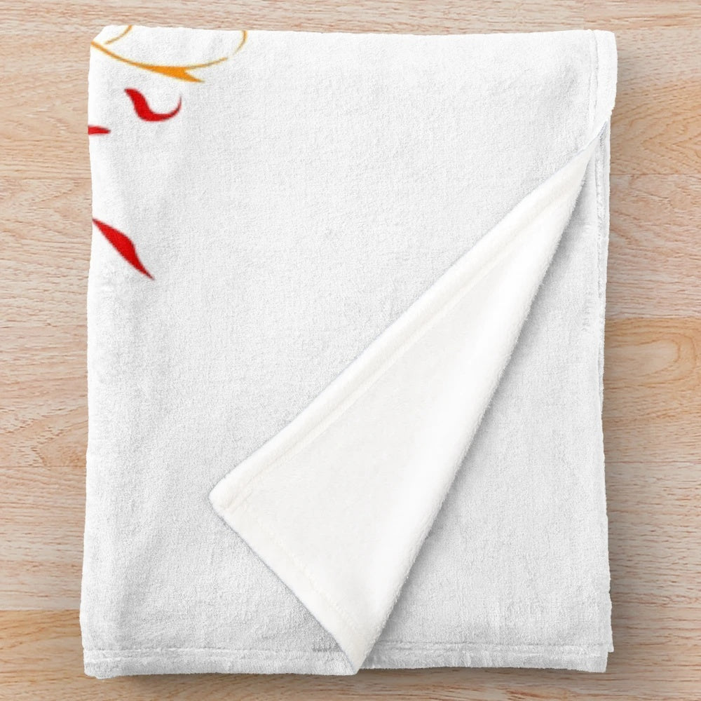 Vibrant pride logo on a soft, plush blanket