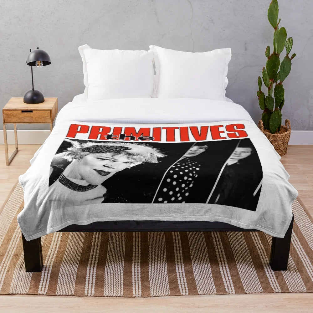 Primitive-style plush blanket inspired by the vibrant music scene of Birmingham, England