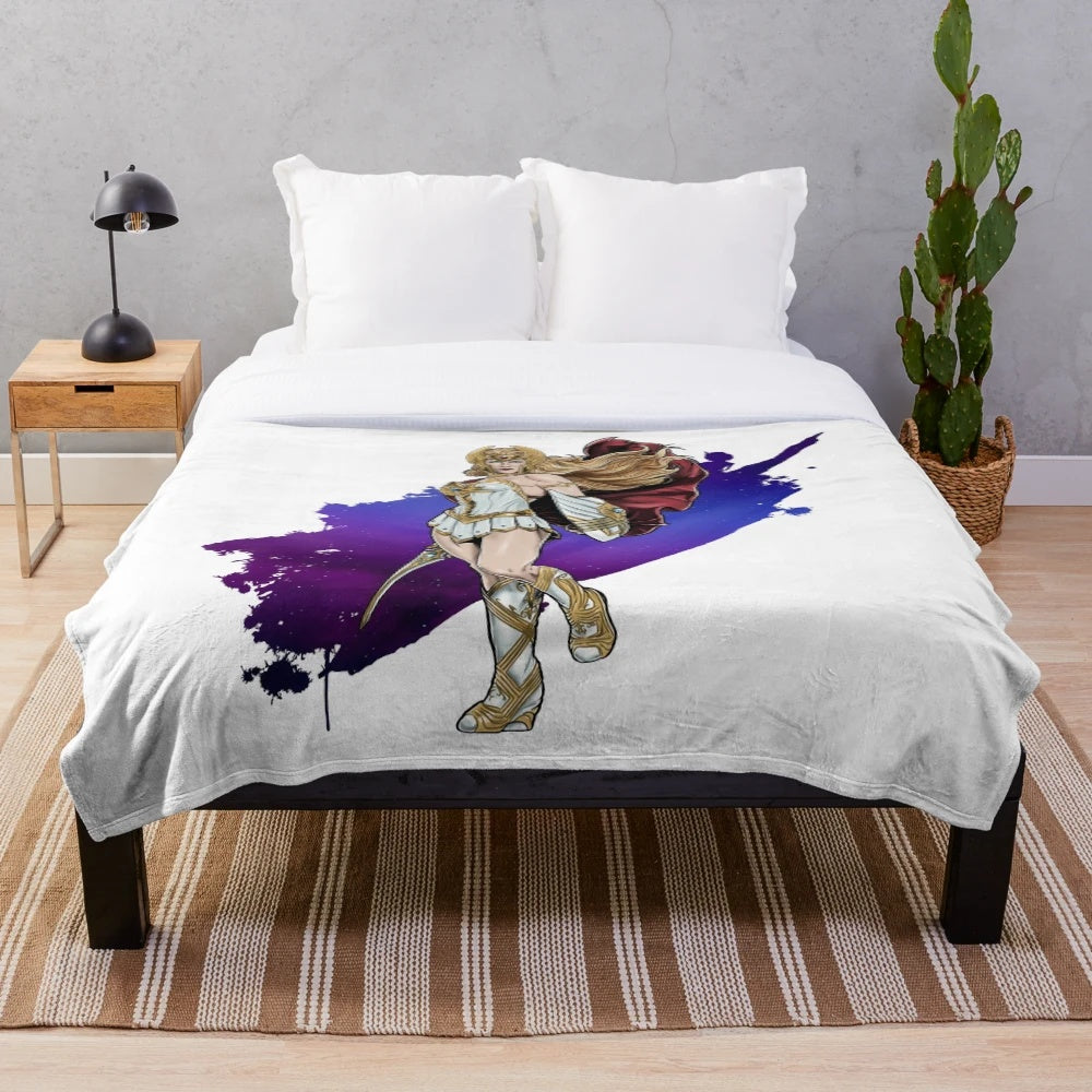 A soft and plush blanket featuring the iconic She-Ra character Princess Adora