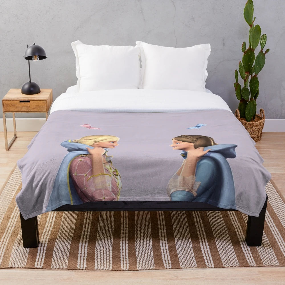 Princess-themed plush blanket with a nostalgic design for childhood fans