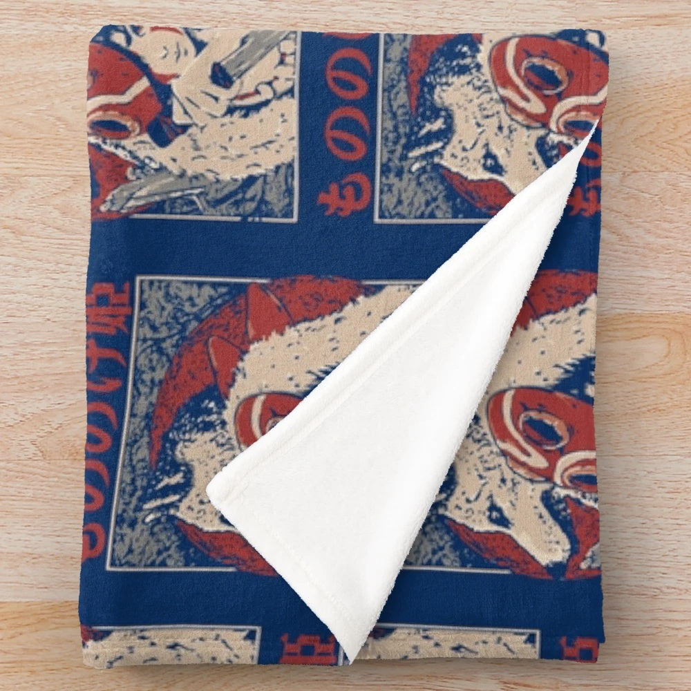 Princess Mononoke inspired plush blanket featuring mythical creatures