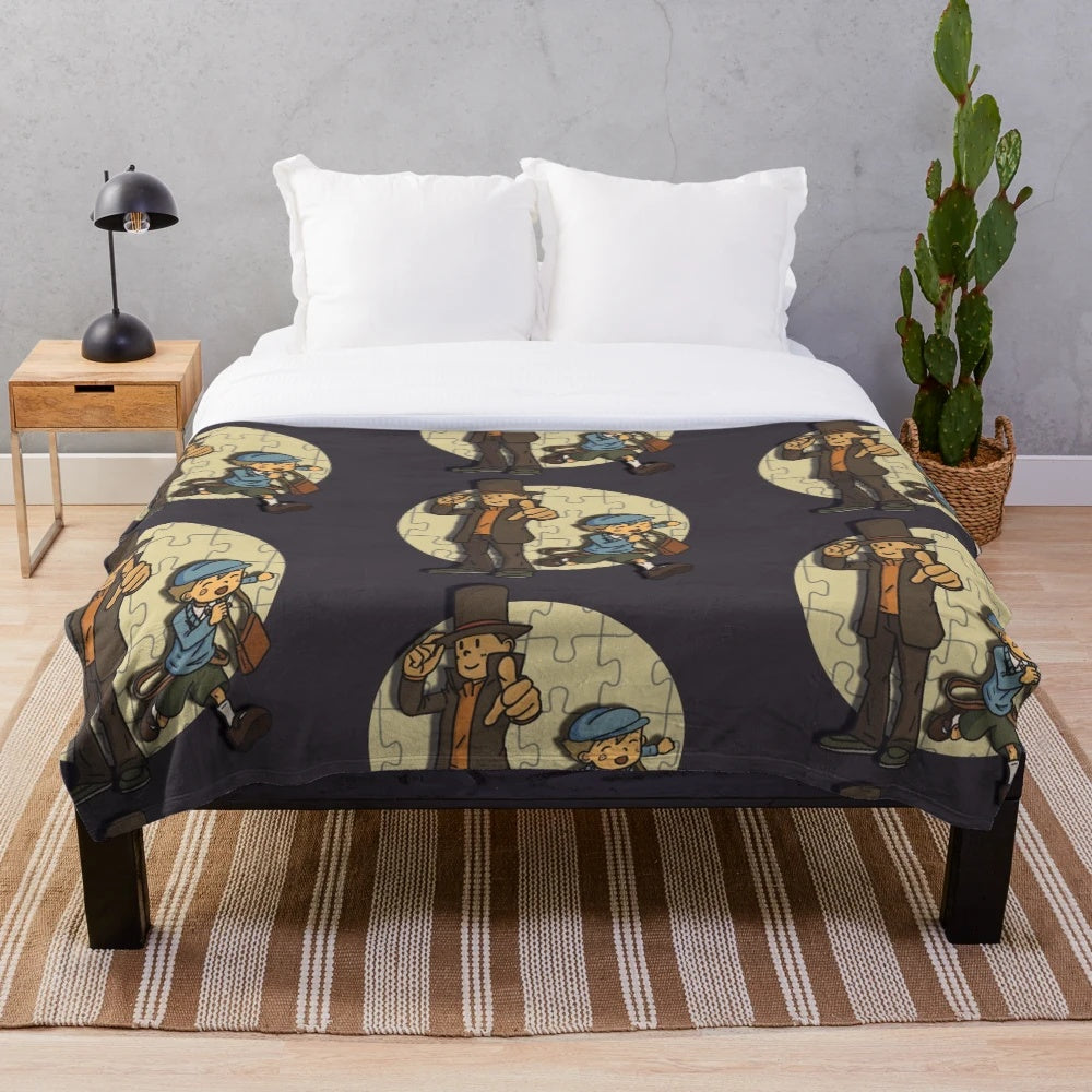 Professor Layton and Luke Triton plush blanket