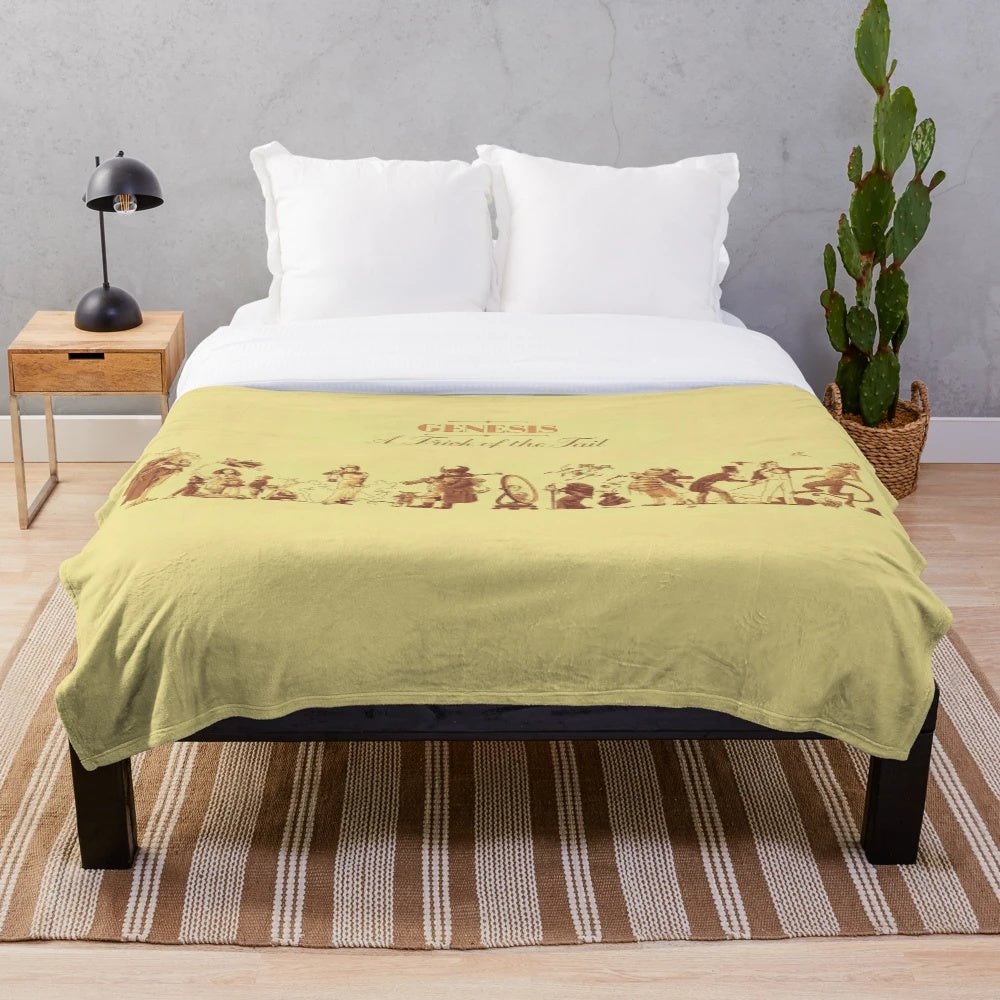 Soft, plush blanket featuring the "A Trick of the Tail" album artwork from the progressive rock band Genesis