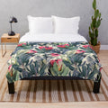 Protea pattern plush blanket with botanical floral design