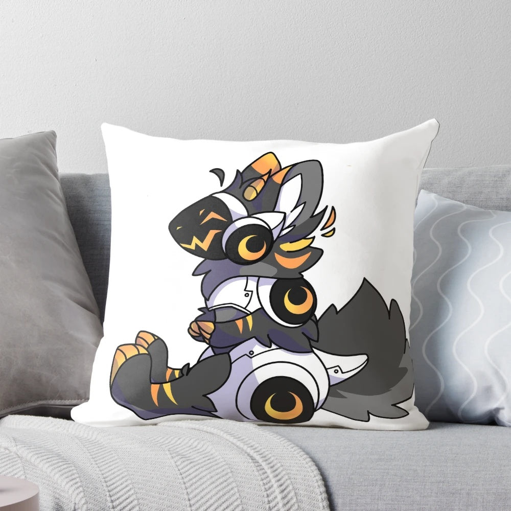 A soft, plush pillow featuring a Protogen character, an anthropomorphic animal design.