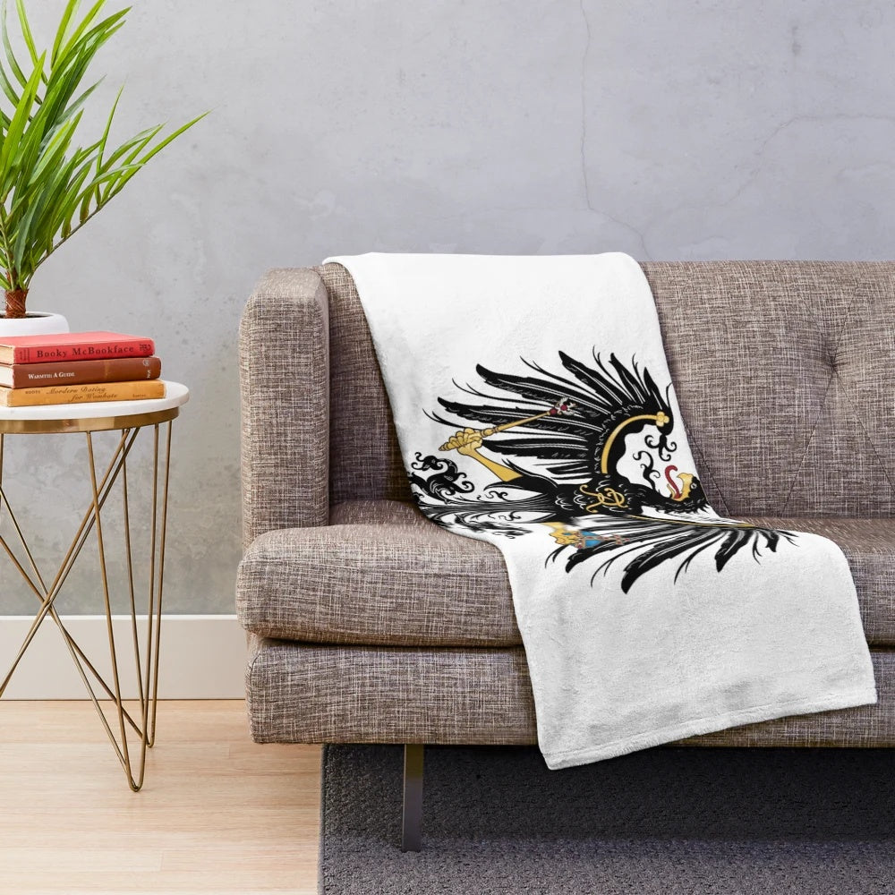 Plush blanket featuring the Prussian/Teutonic Order flag and black eagle