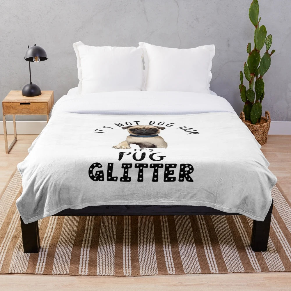 Soft and Cuddly Pug-Themed Plush Blanket with Humorous Dog Quote
