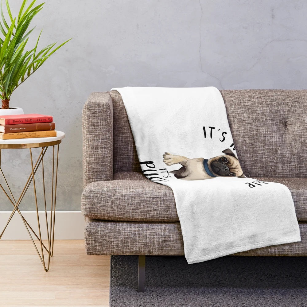 Soft and Cuddly Pug-Themed Plush Blanket with Humorous Dog Quote