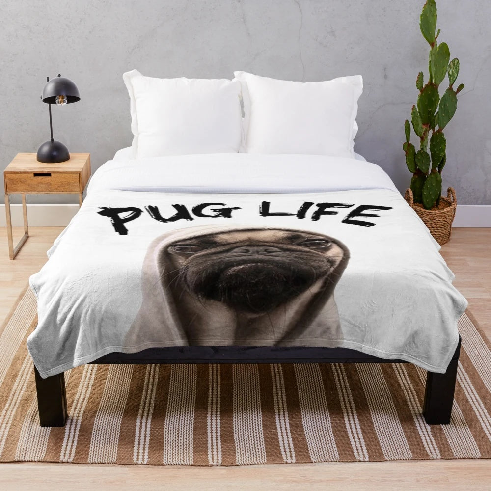 Soft and cuddly pug plush blanket