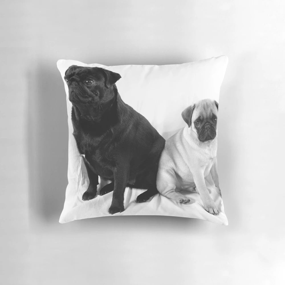 Soft, plush pug pillow perfect for dog lovers